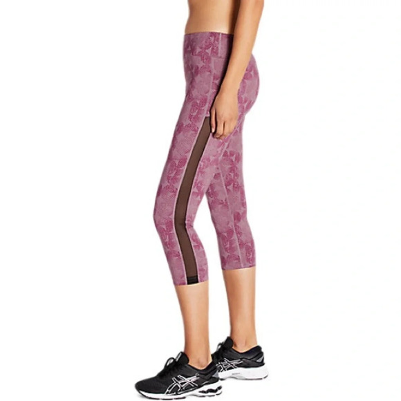 Asics Kate Mesh Capri Leggings Purple Oxide/Dried Berry Linear Eclipse Size M - Picture 4 of 14